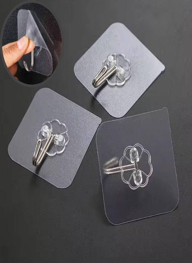 Chucklecart Hooks for Wall Without Drilling 10Pcs - No Nail Hanging Hook Self Adhesive Sticky Heavy Duty Sticks Strong Clear Waterproof Invisible Hooks for Home Lovers & Rental People Idel for Kitchen - Image 3